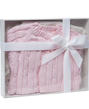 3 Stories Trading Cable Knit Baby Cardigan with Beanie