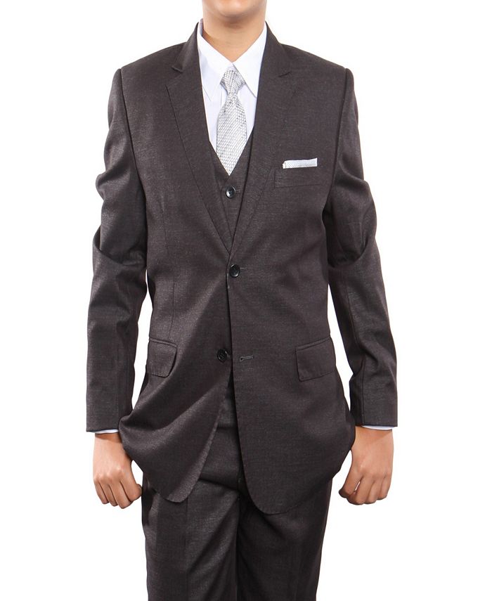 Perry Ellis Tazio Peak Lapel 2 Button Solid Vested Suits for Boys - Macy's