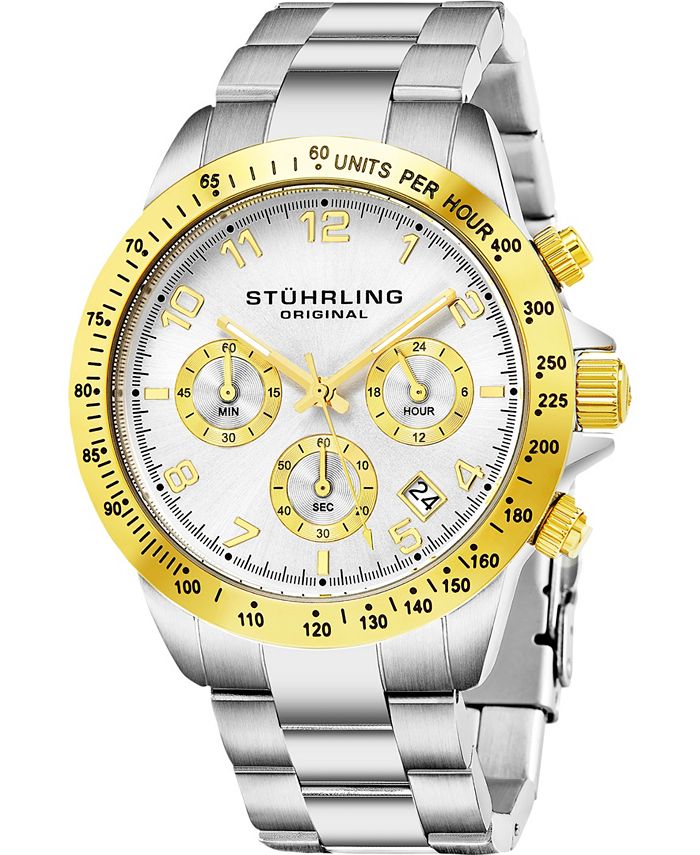 Stuhrling Men s Stainless Steel Silver Tone Chrono Bracelet