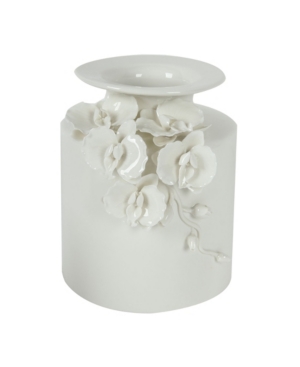 Ab Home Seaford Floral Pot Vase In White