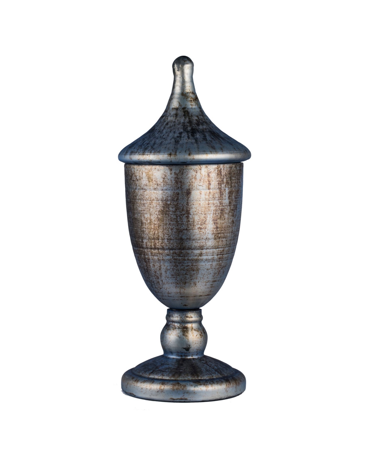 Ab Home Lidded Trophy With Shiny Metallic Cloud Finish In Gray
