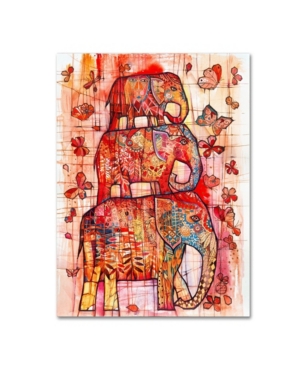 Trademark Innovations Oxana Ziaka 'three Elephants' Canvas Art In Multi
