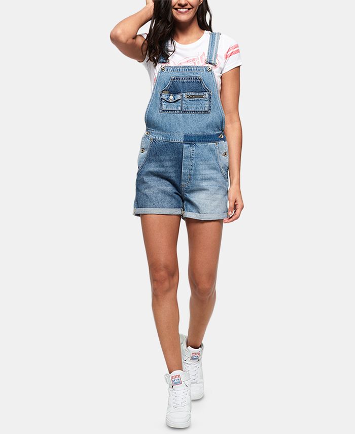 Superdry Cotton Denim Overall Shorts - Macy's