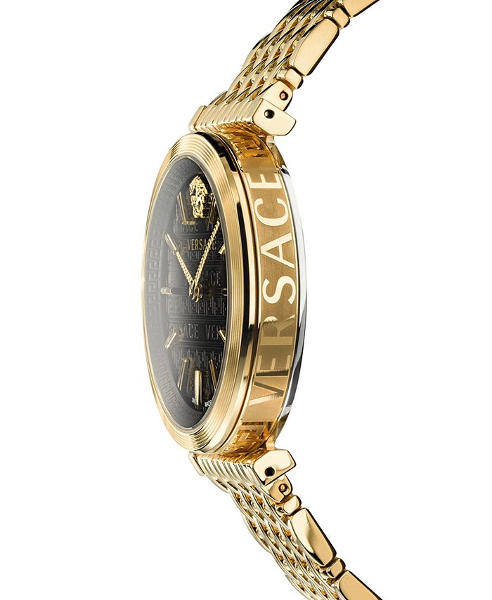 Versace Women's Swiss V-Twist Gold-Tone Stainless Steel Bracelet Watch ...