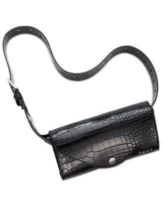 black croc belt bag