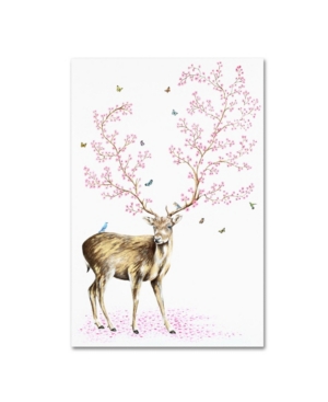Trademark Global Michelle Faber 'cherry Blossom Deer' Canvas Art In Multi
