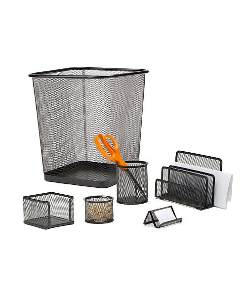 Mind Reader 6 Piece Desk Organizer Set Pencil Holder Letter Tray