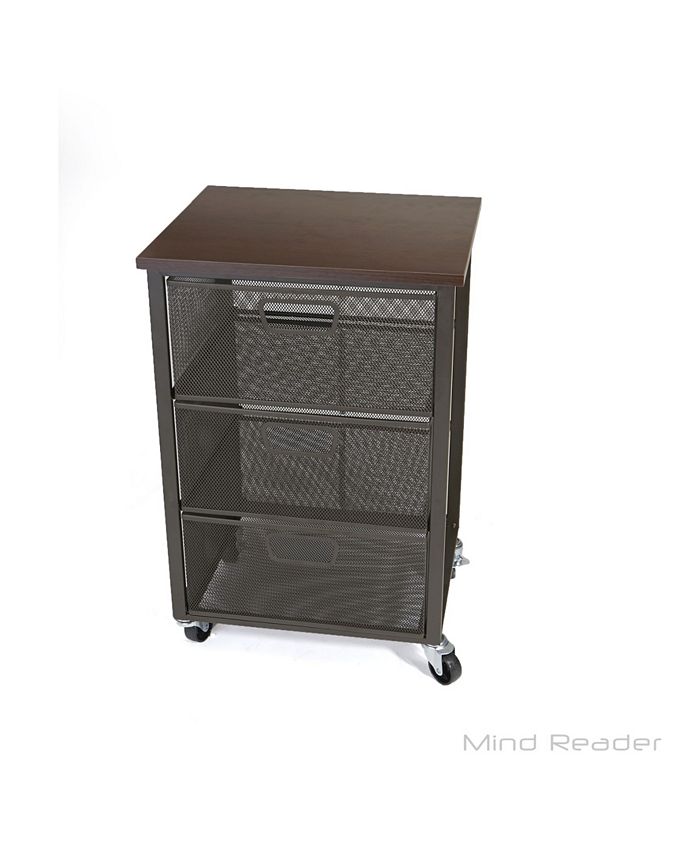 Mind Reader Rolling Storage Cart with 3 Drawers, File Storage Cart, Utility Cart, Office Cart