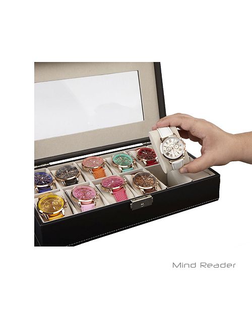 Mind Reader Watch Box Organizer Case Fits 12 Watches Mens