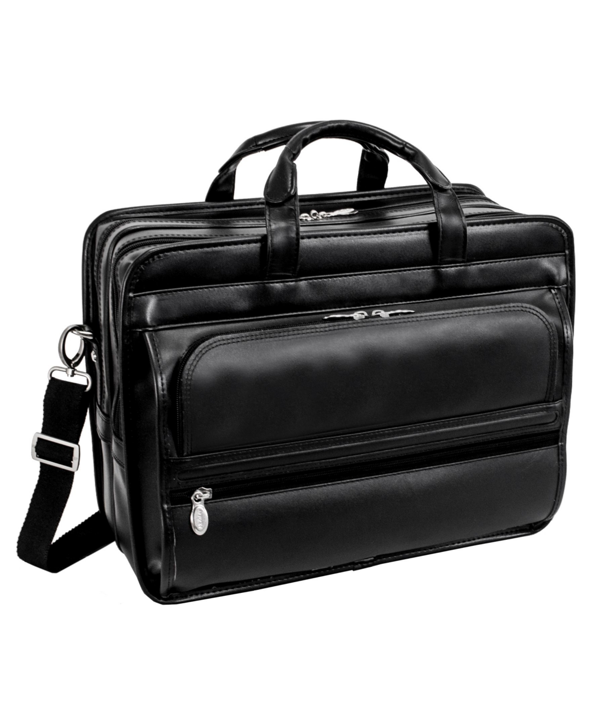 Elston Checkpoint-Friendly Double Compartment Laptop Briefcase - Black