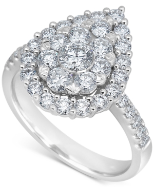 image of Diamond Cluster Engagement Ring (1-1/2 ct. t.w.) in 14k White Gold