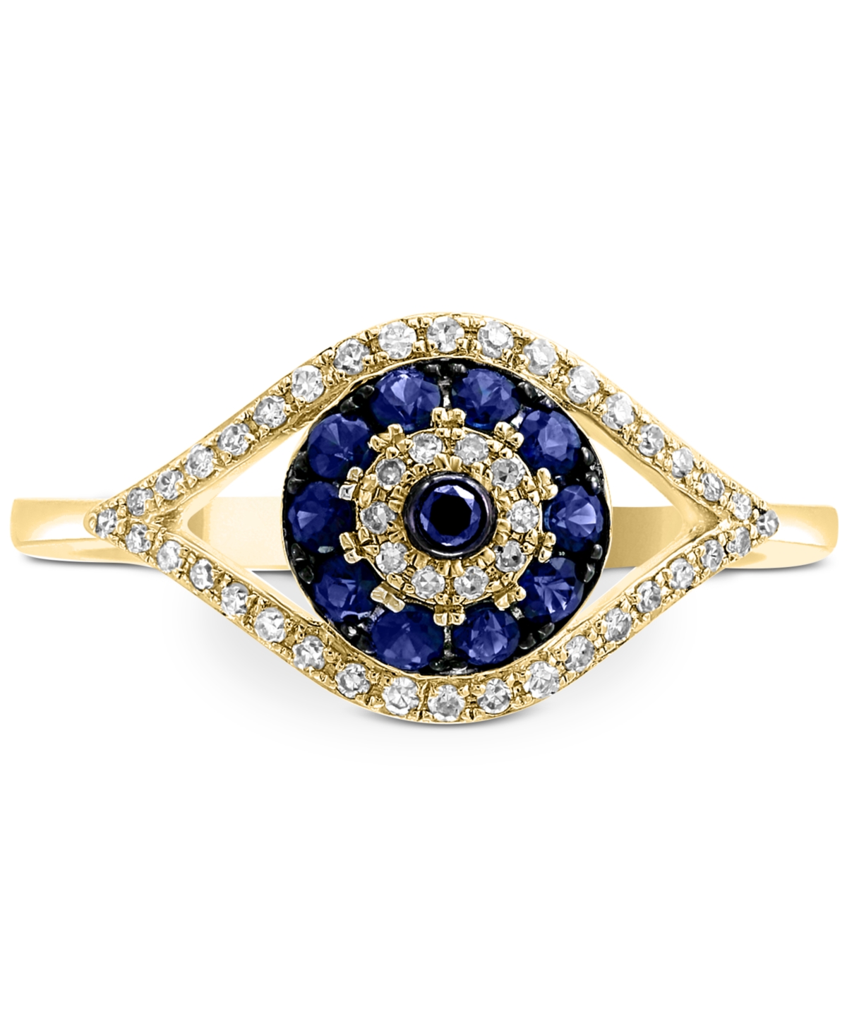 Effy Collection Effy Sapphire (1/4 Ct. T.w.) And Diamond (1/6 Ct. T.w.) Evil Eye Ring In 14k White Or Yellow Gold