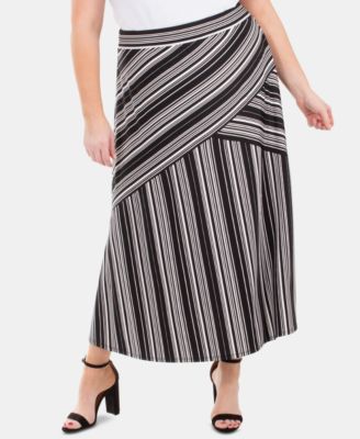 NY Collection - Plus Size Pull-On Striped Skirt