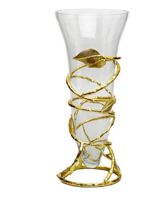 Glass Vase with Removable Gold Leaf Base