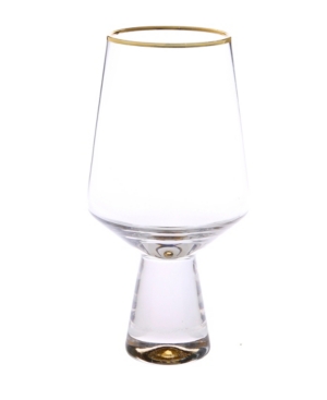 Classic Touch Set Of 6 Water Glasses With Base And Rim In Gold