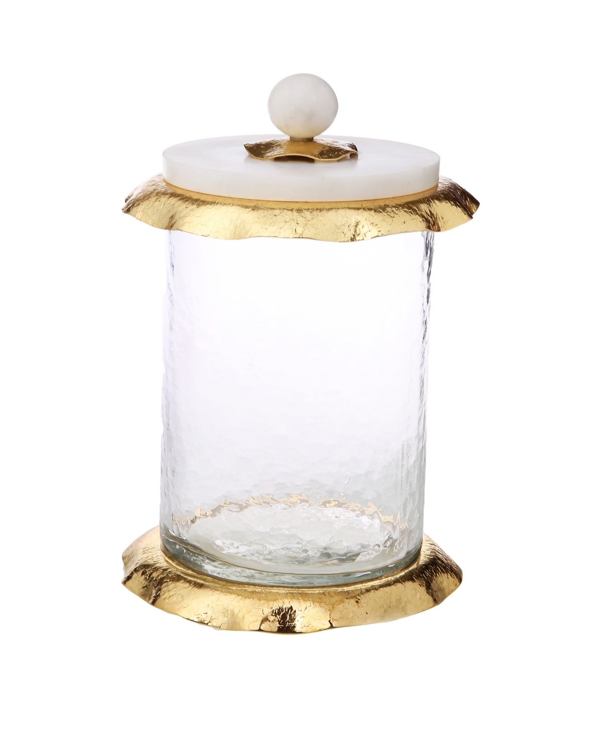 Classic Touch 5" H Glass Canister With Marble And Lid In Gold