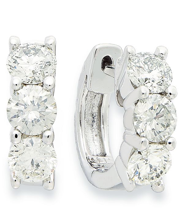 Macy's Diamond Hoop Earrings in 14k White Gold (11/2 ct. t.w
