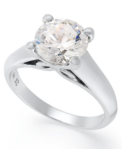 X3 Certified Diamond Solitaire Engagement Ring in 18k White Gold