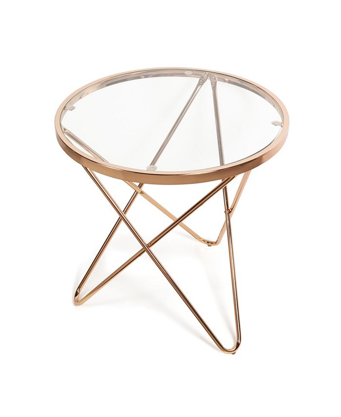 Danya B Tetra Clear Glass top Round End Table with Metal Frame Macy's
