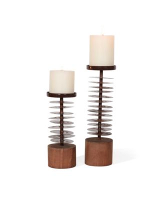 Danya B Set Of 2 Eucalyptus Metal And Wood Candle Holders - Macy's