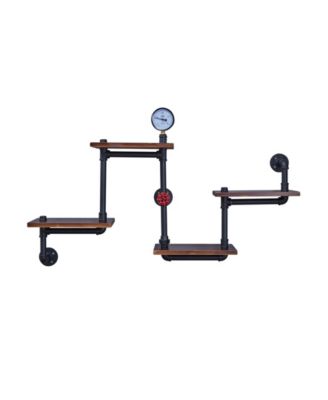 4-Tier Floating Corner Or Straight Industrial Rustic Pipe Shelving Unit