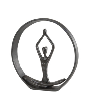 Danya B . Circle Iron Sculpture With Figurine In Yoga Pose In Dark Brown