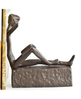 Man and Woman Reading Metal Bookend Set