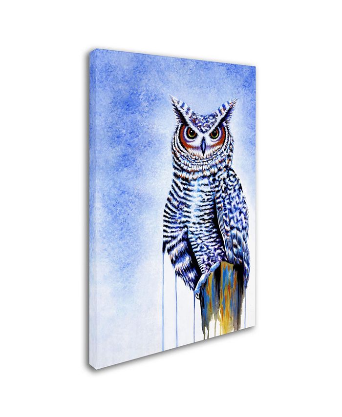 Trademark Global Michelle Faber 'Great Horned Owl In Blue' Canvas Art ...