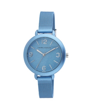 image of Laura Ashley Blue Ladies- Glitz Sparkle Dial Spray Mesh Band Watch