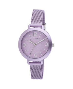 image of Laura Ashley Purple Ladies- Glitz Sparkle Dial Spray Mesh Band Watch