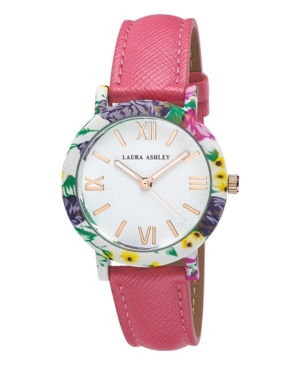 image of Laura Ashley Women-s Band Floral Bezel Watch