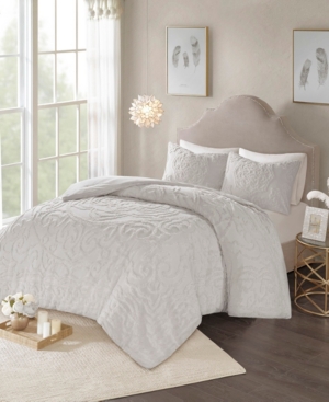 3pc King Cecily Cotton Medallion Comforter Set Gray