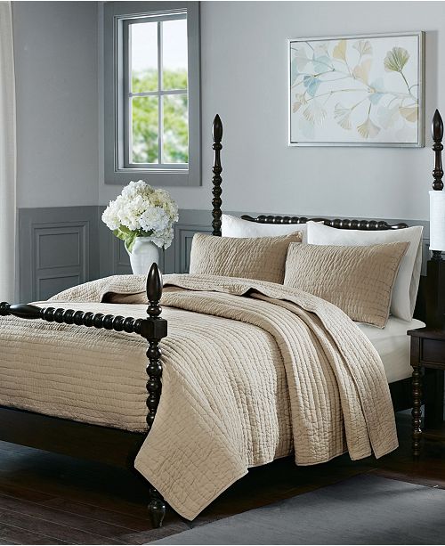 Madison Park Signature Serene King 3 Piece Cotton Quilt Coverlet