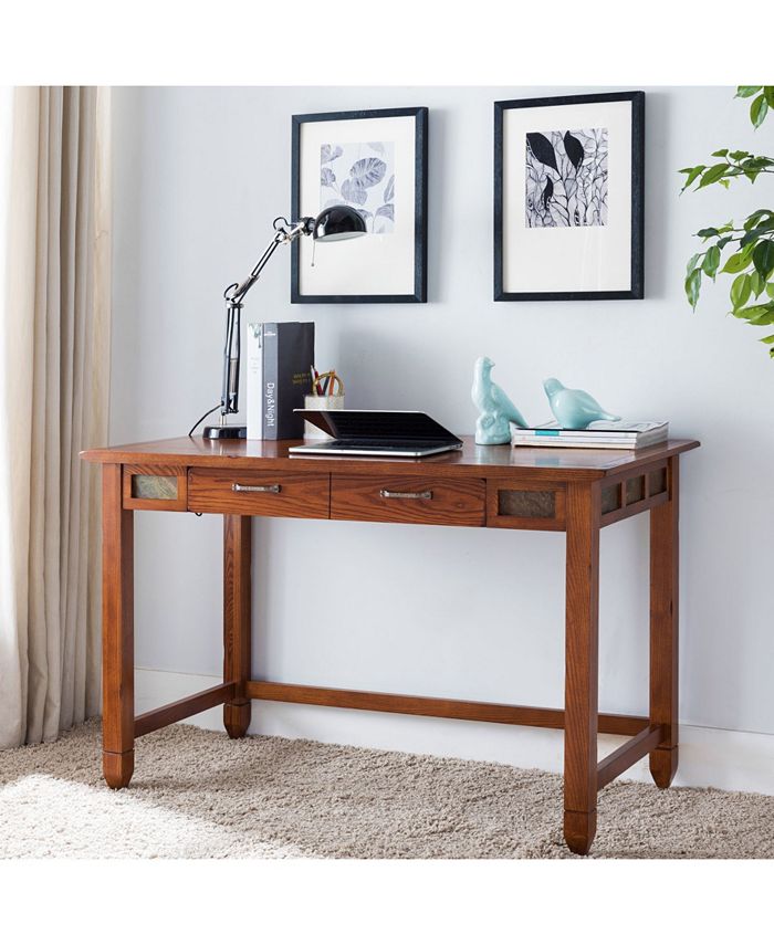Leick Home Rustic Oak and Slate Laptop Desk with Center Drawer Macy's