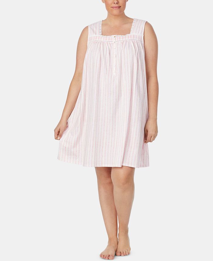 Eileen West Plus Size Printed Cotton Knit Nightgown Macy's