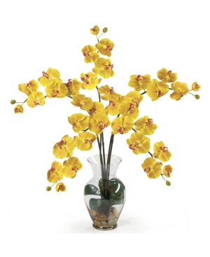 Nearly Natural Phalaenopsis Liquid Illusion Silk Flower Arrangement In Yellow