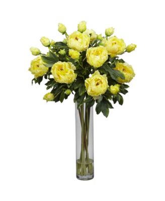 Peony w/Cylinder Silk Flower Arrangement