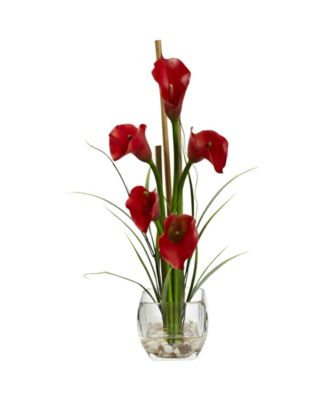 Nearly Natural Calla Lilly Liquid Illusion Silk Flower Arrangement - Macy's