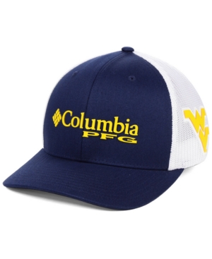 Columbia West Virginia Mountaineers Pfg Stretch Fitted Cap In Navy/white
