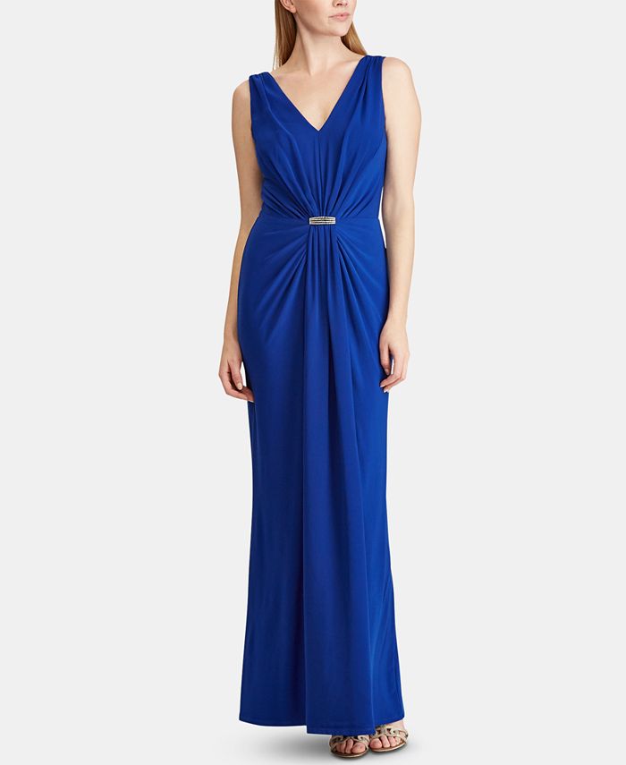 Lauren Ralph Lauren Ruched Jersey Gown - Macy's