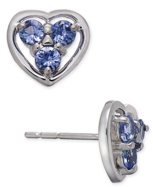 image of Tanzanite Heart Cluster Stud Earrings (1/2 ct. t.w.) in 14k White Gold