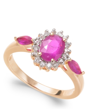 image of Ruby (1-1/2 ct. t.w.) & Diamond (1/6 ct. t.w.) Statement Ring in 14k Gold