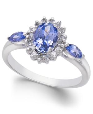 image of Tanzanite (1 ct. t.w.) & Diamond (1/3 ct. t.w.) Ring in 14k White Gold
