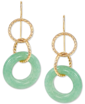 image of Jade Multi-Ring Drop Earrings in 10k Gold