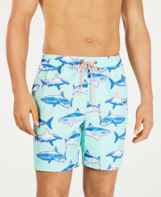 Club Room - Men's Quick-Dry Shark-Print 7" Twill Swim Trunks