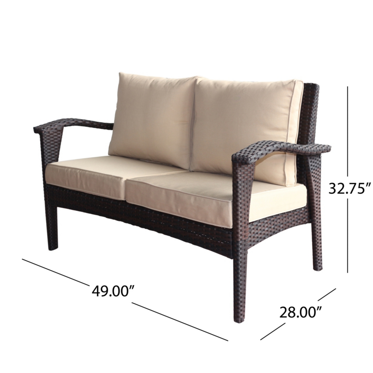 Noble House Honolulu Outdoor 2pc Wicker Seating Set In Beige