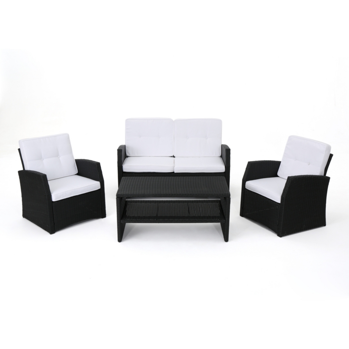 Noble House Sanger Outdoor 4pc Seating Set In White