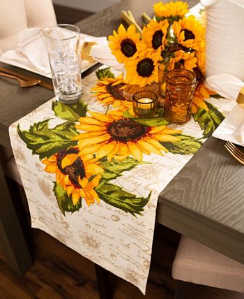 Design Imports Rustic Sunflowers Printed Table Runner 14