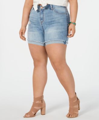 Celebrity Pink - Trendy Plus Size Frayed Jean Shorts