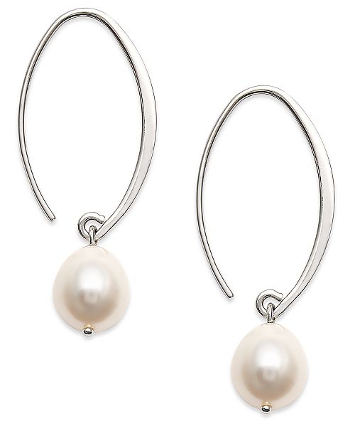 Macy's Sterling Silver Earrings, Cultured Freshwater Pearl Sweep Drop